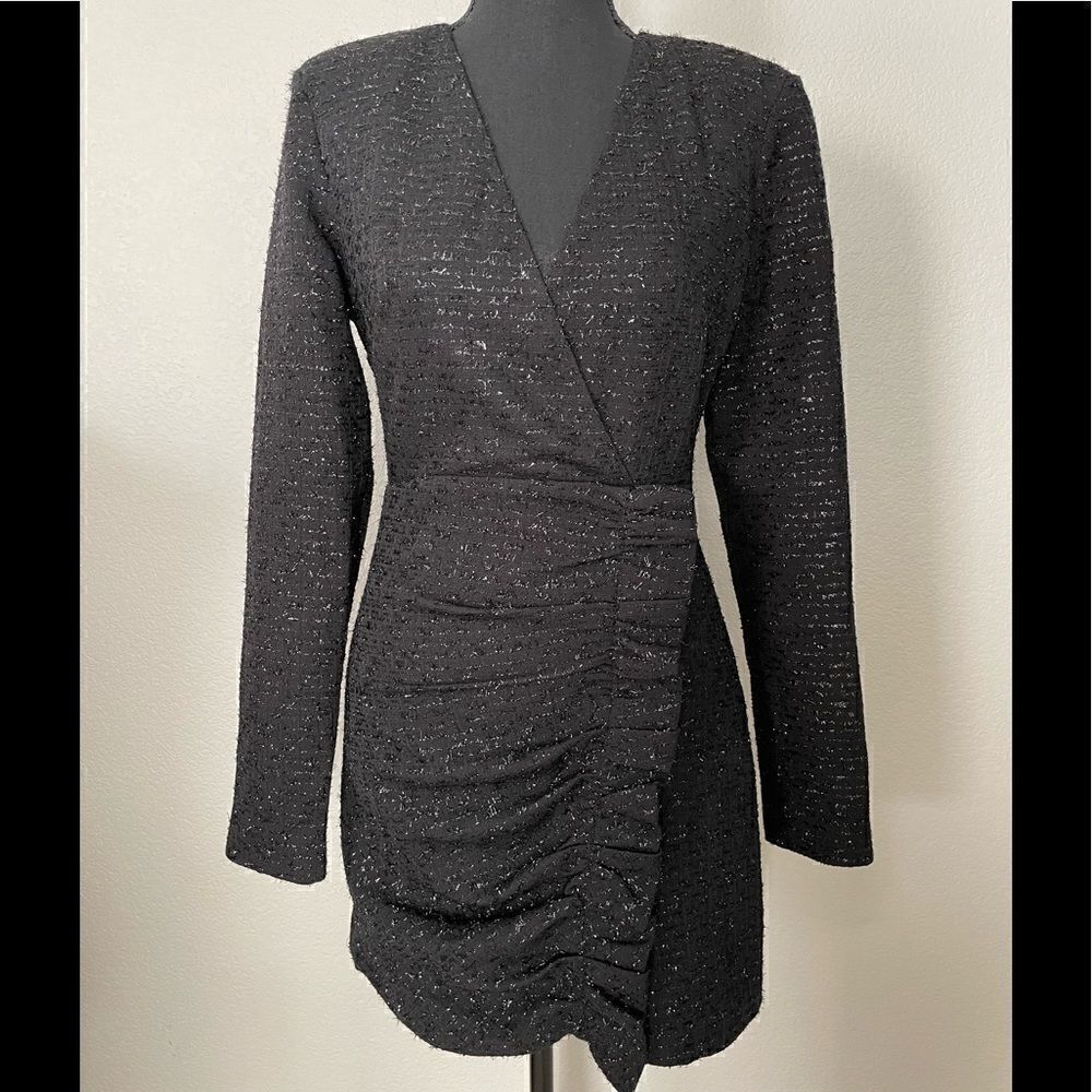 NWT Zara Textured Weave Dress With Ruffles